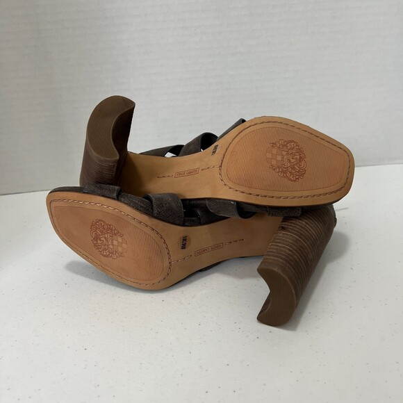 Vince Camuto Phandras Stacked Heel Sandal Heels Dark Taupe Women's 8 M - Picture 9 of 10